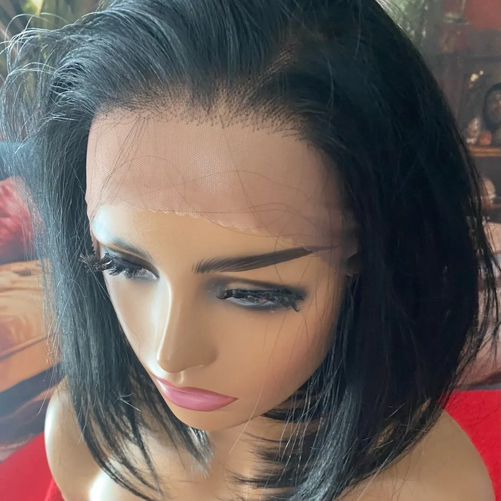 NEW! Free part Lace Front Wig - black angled bob